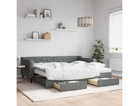 VIDAXL Sofá cama nido con cajones tela gris oscuro 90x200 cm