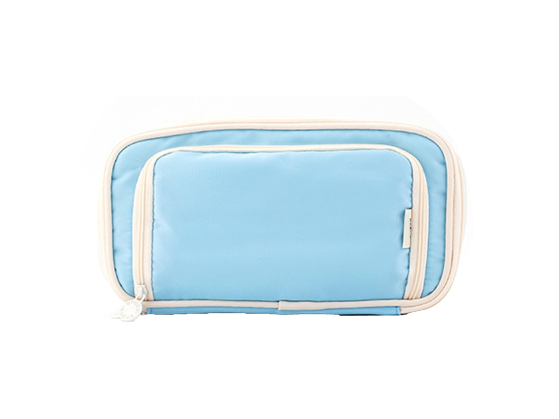 Estuche Para Lápices De Lona De Gran Capacidad Con Múltiples Compartimentos, Ligero, Azul, Portátil.
