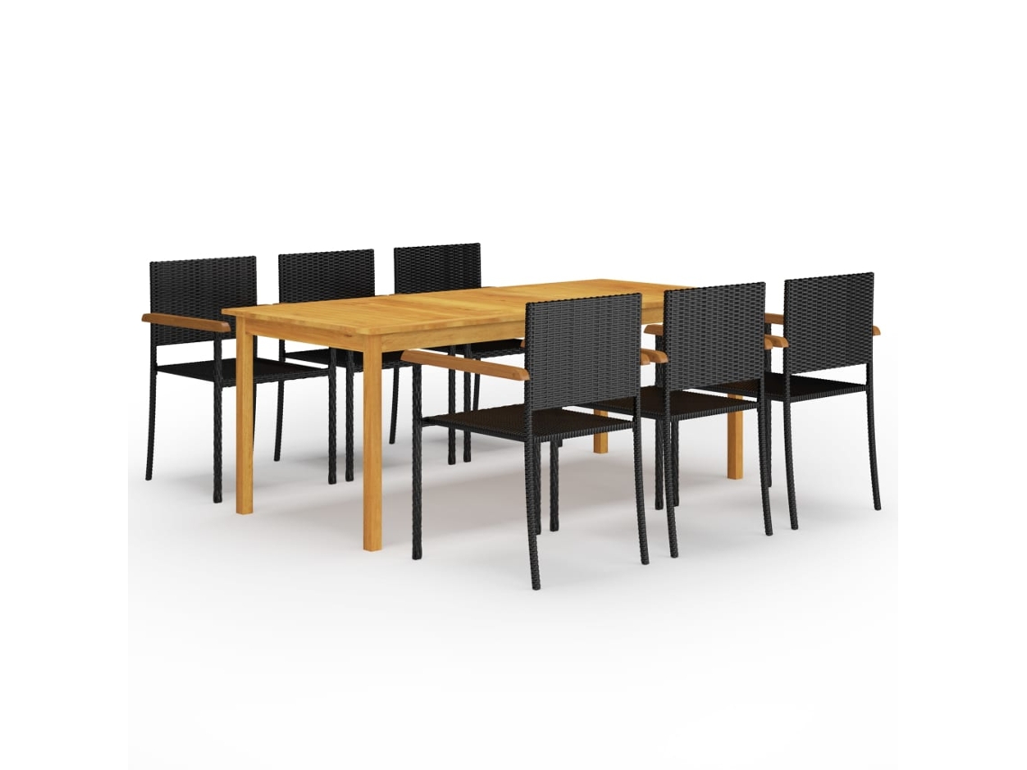 Juego de comedor de jardín negro de 7 piezas DKD Home Decor