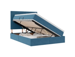Maison Exclusive - Cama Con Almacenamiento Y Led Con Led Azul Oscuro 140 X 200 Cm