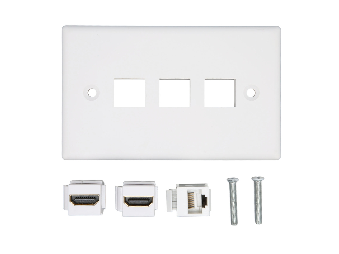 Placa De Pared Ethernet De 2 Puertos Con Interfaz Multimedia 4k Hd Sin Soldadura, Placa De Pared Keystone Cat6 De 1