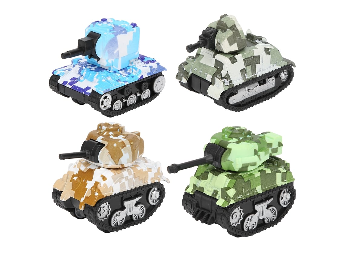 4 Piezas De Modelo De Tanque De Aleación Con Camuflaje Y Función De Retroceso, Juguete Decorativo, Regalo