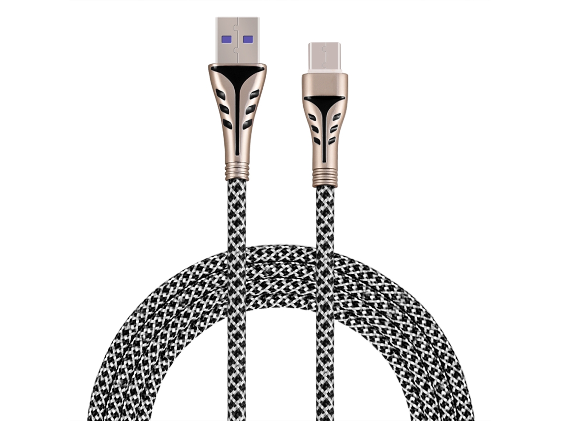 2 Piezas Cable De Carga Y Datos De 1m Usb3.1 Type-c De Aleación De Zinc Trenzado De Nailon Negro