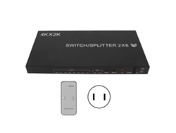 Mali comutador de Interface Multimídia Hd 2x8 Distribuidor 4kx2k com Controle Remoto Ir Plug Us