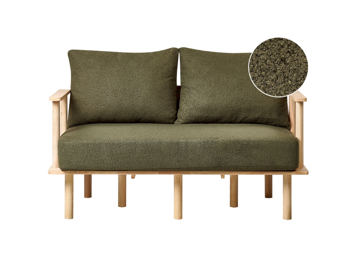 Sofá de 2 plazas BELIANI Asker de Bouclé Verde 133x74x87