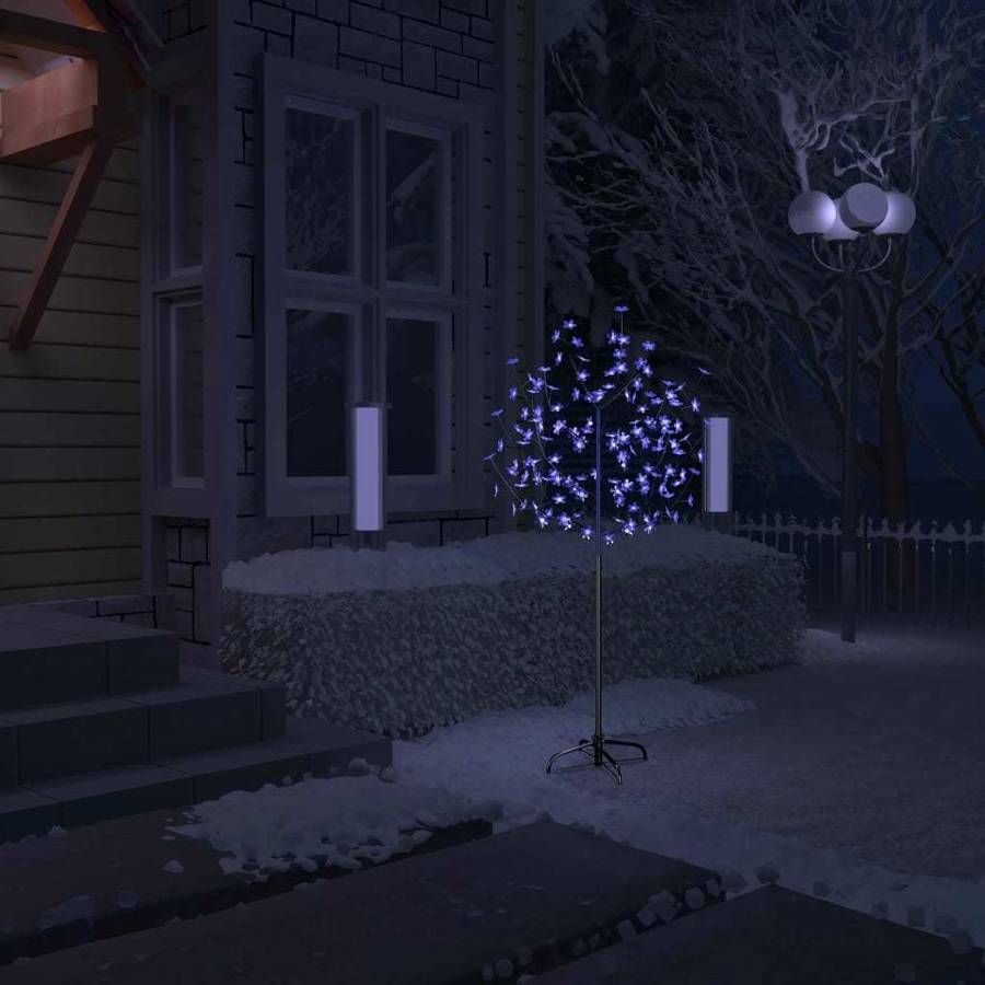 Árbol de Navidad VIDAXL Flor de Cerezo 120 Luces LED Azul (Plástico - Metal - 150 cm)