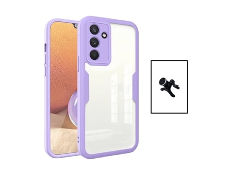 Kit De Cubierta De Protección Anti-Crash 360 + Soporte De Automóvil Magnético Reforzado Para Samsung Galaxy A04s - Púrpura