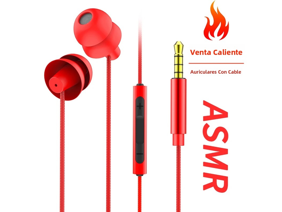 Auriculares estéreo inalámbricos ASMR para dormir con graves potentes, de silicona. MDUG (rojo, 3,5 mm)