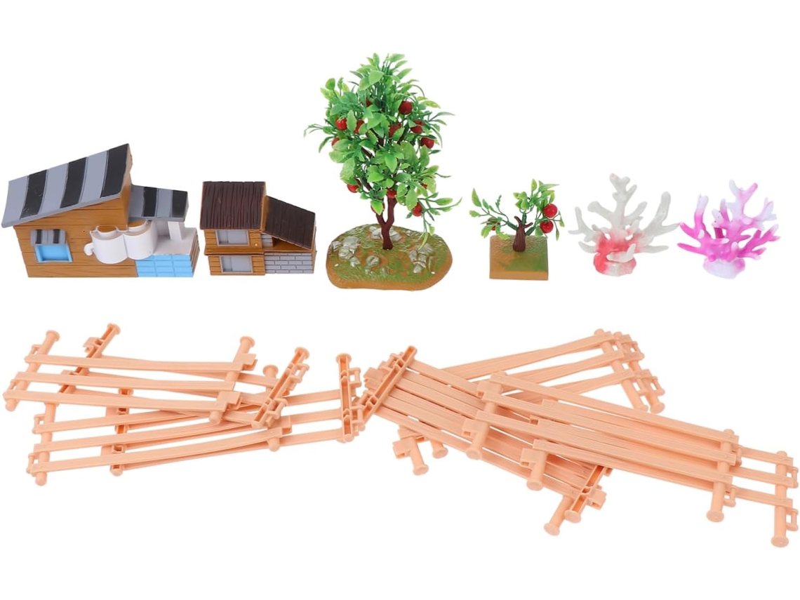 Granja en miniatura con árboles frutales: kit para armar y recrear la escena.
