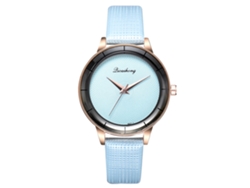 Reloj De Pulsera De Cuarzo Para Mujer Con Correa De Piel Sintética, Estilo Sencillo, Azul.