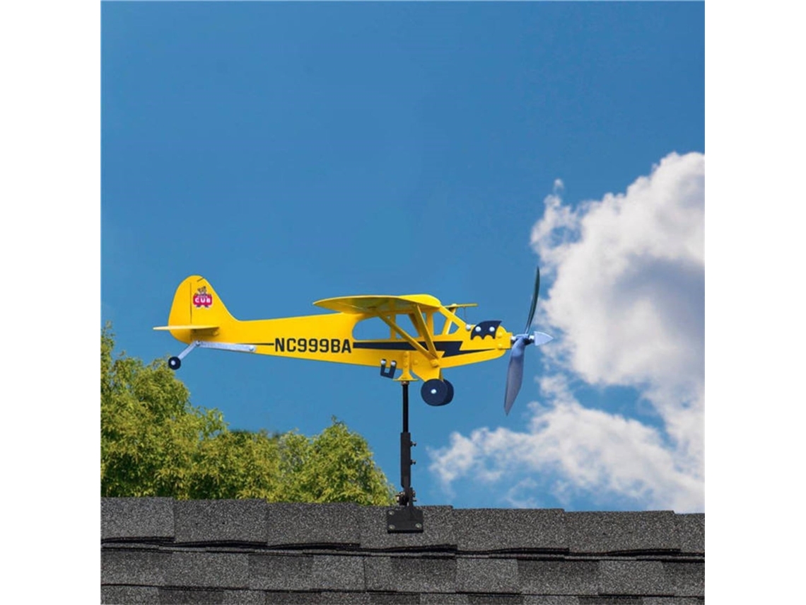 Ventilador Decorativo Amarillo Con Forma De Avión, Resistente Al Viento Y A La Lluvia, Perfecto Para Jardines Azoteas, Estilo Retro.