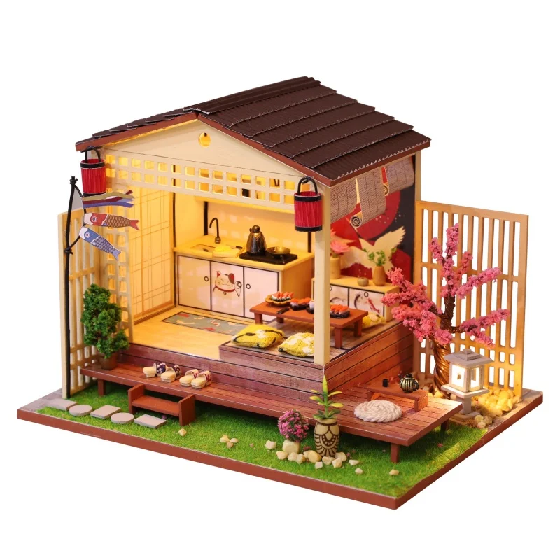 Kit para armar una casa miniatura de madera de cerezo estilo chalet - Montaje manual - MDUG