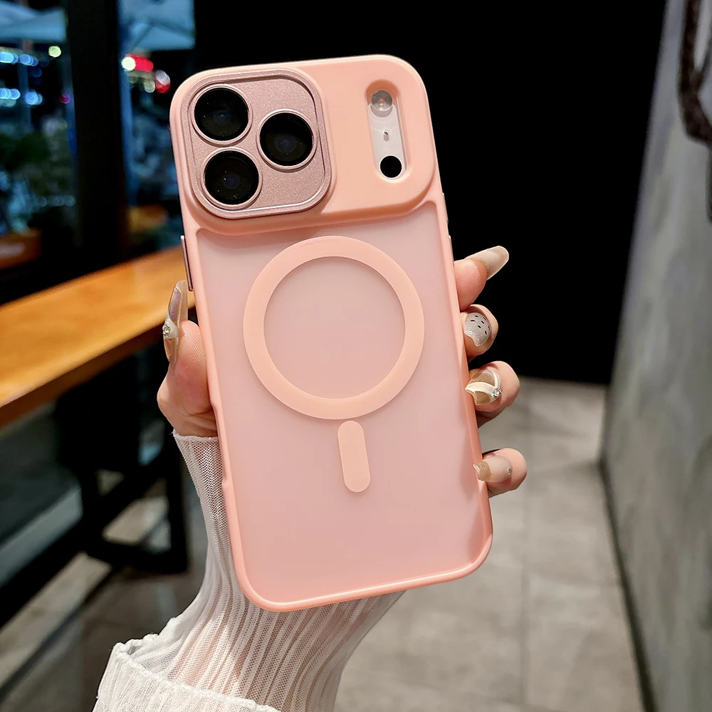 (rosa, Iphone 15 Pro) Funda Para Teléfono Semitransparente Mate, Compatible Con Carga Inalámbrica Magnética, Carcasa Rígida A Prueba De Golpes.