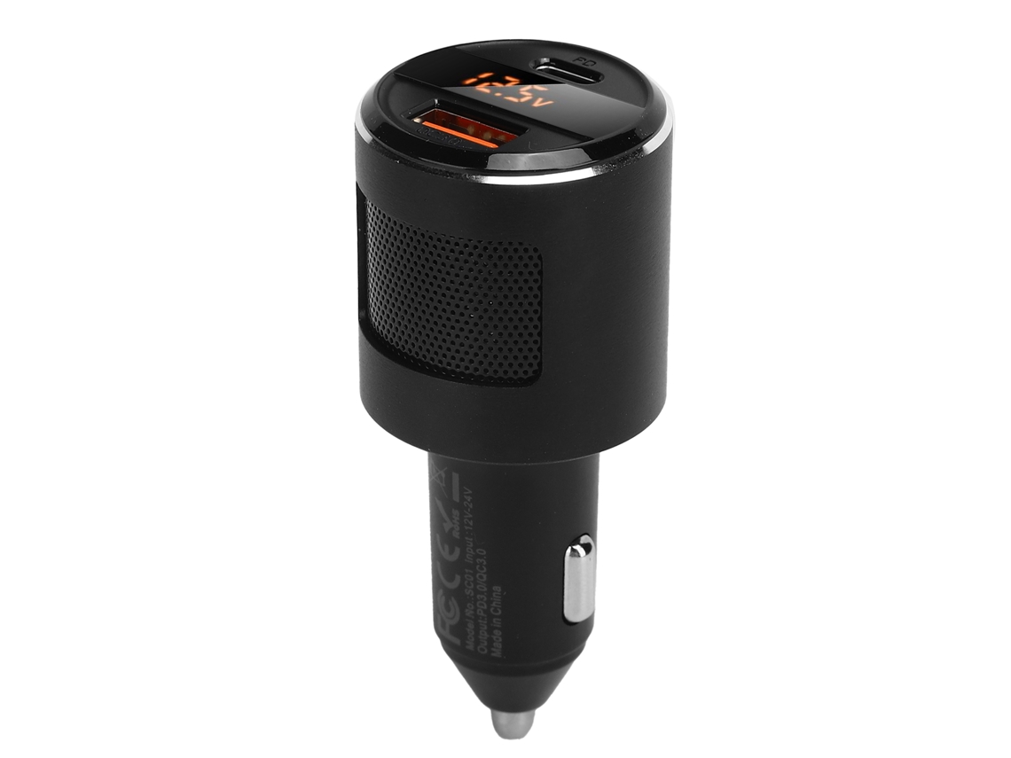 Cargador De Coche 65w De Alta Potencia Con Pantalla Digital 2 En 1 Qc3.0+pd Carga Rápida