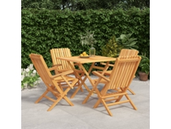 Juego de comedor de jardín de 5 piezas en madera maciza de teca DKD Home Decor