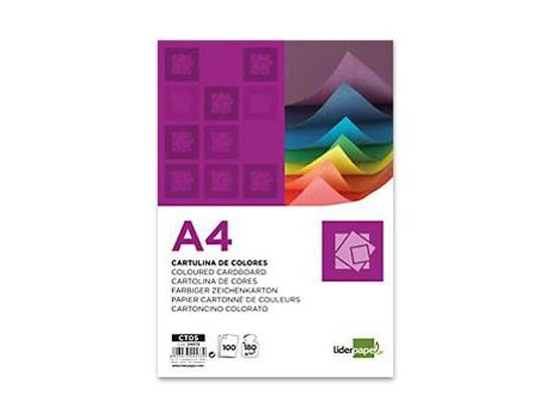 Cartolina 180 Grs/Mã¬. Liderpapel 100 Folhas, A4, Blanco