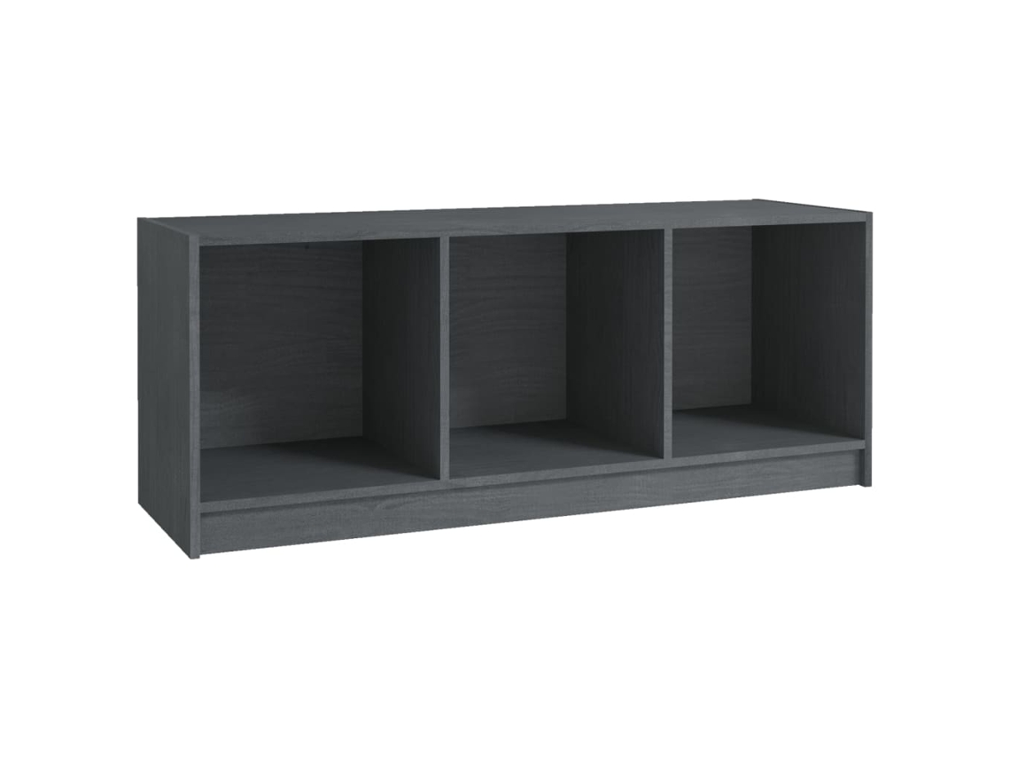 Mueble de TV de madera maciza de pino gris (104 x 33 x 41 cm)