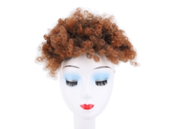 Peça De Cabelo Com Bun Cacheado E Franja Para Mulheres Puff Curly Bun