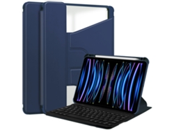 YUYSAN Funda para iPad Air13 2024 Funda Protectora de acrílico TPU Giratoria de 360 ​​​​Grados con Bandeja para bolígrafo y Teclado Azul Oscuro