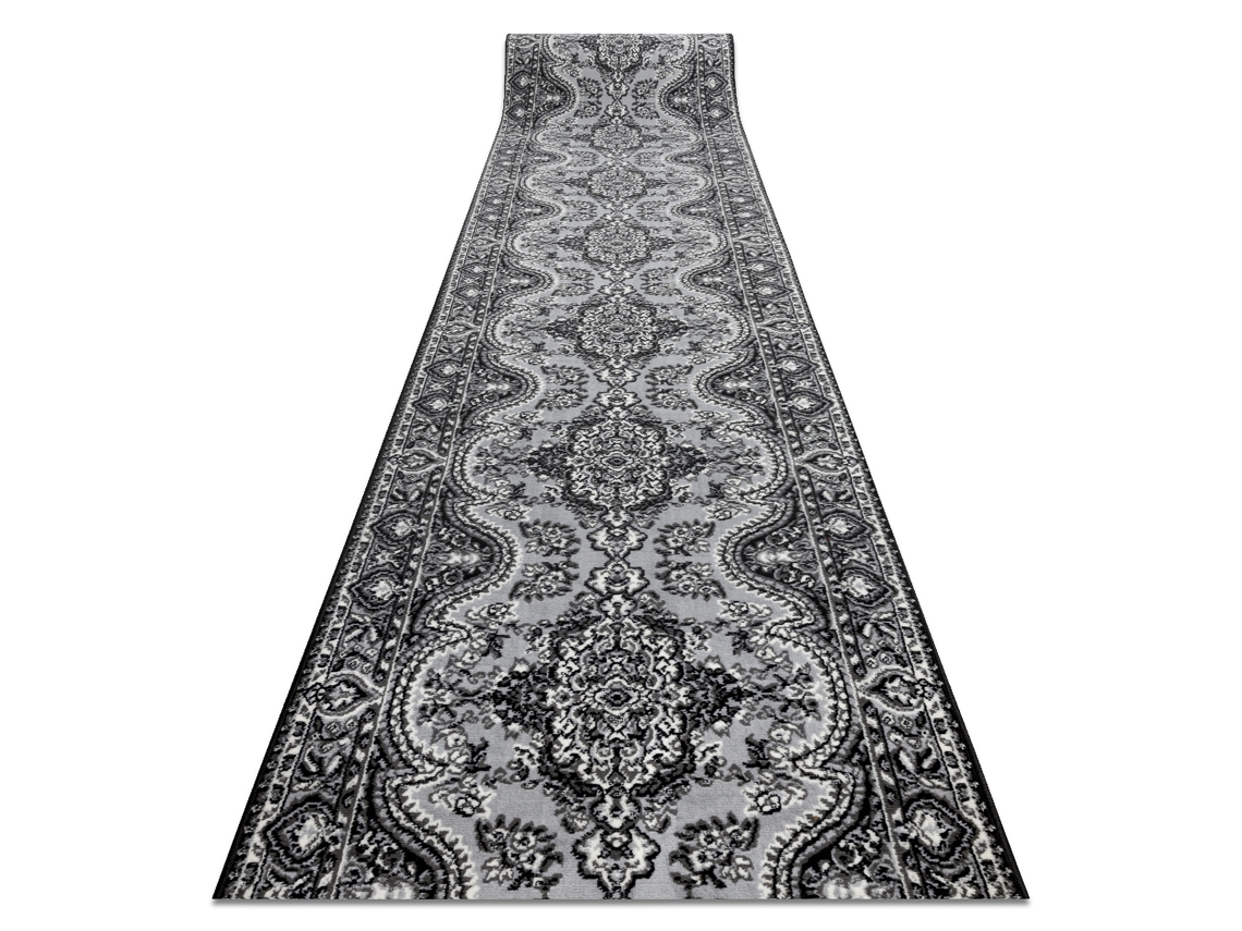 Alfombra de Pasillo Bcf Morad Wiosna Rosetón Gris 100 cm
