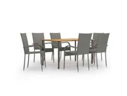 Juego de comedor de jardín de 7 piezas DKD Home Decor en mimbre gris PE