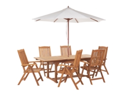 Conjunto De Comedor De Jardín De 6 Plazas En Madera De Acacia Y Sombrilla Java BELIANI