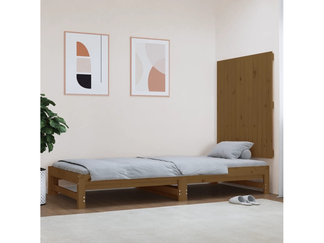 Cabecero Cama Pared Madera Maciza Pino Marrón Miel 82,5x3x90 Cm