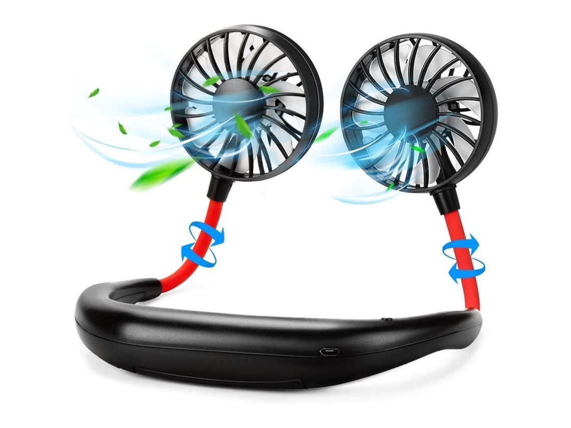 Mini Ventilador De Cuello Usb Portátil Para Deportes Personales, Colgante, Manos Libres, Negro