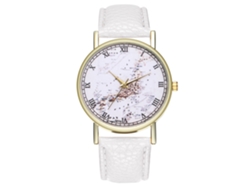 Reloj De Pulsera Unisex De Moda Nuevo Quartz Analógico Con Correa De Cuero (blanco)