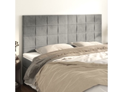 Cabeceros 4 Unidades De Terciopelo Gris Claro 90x5x78/88 Cm