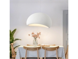 Lustre Moderno Japonês "wabi-sabi" (branco, E27), Cúpula Com Efeito Pedra, Estilo Criativo (40 Cm)
