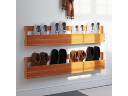 2 Uds Zapatero | Estantes Zapatos Pared Madera Pino Marrón 110x8,5x23,5 Cm