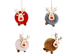 4 Colgantes Decorativos De Fieltro Con Forma De Ciervo Para Decorar El Árbol De Navidad Durante Las Fiestas.