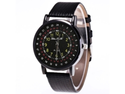 Reloj De Pulsera De Cuarzo Con Correa De Cuero Pu Zhoulianfa Negro Unisex