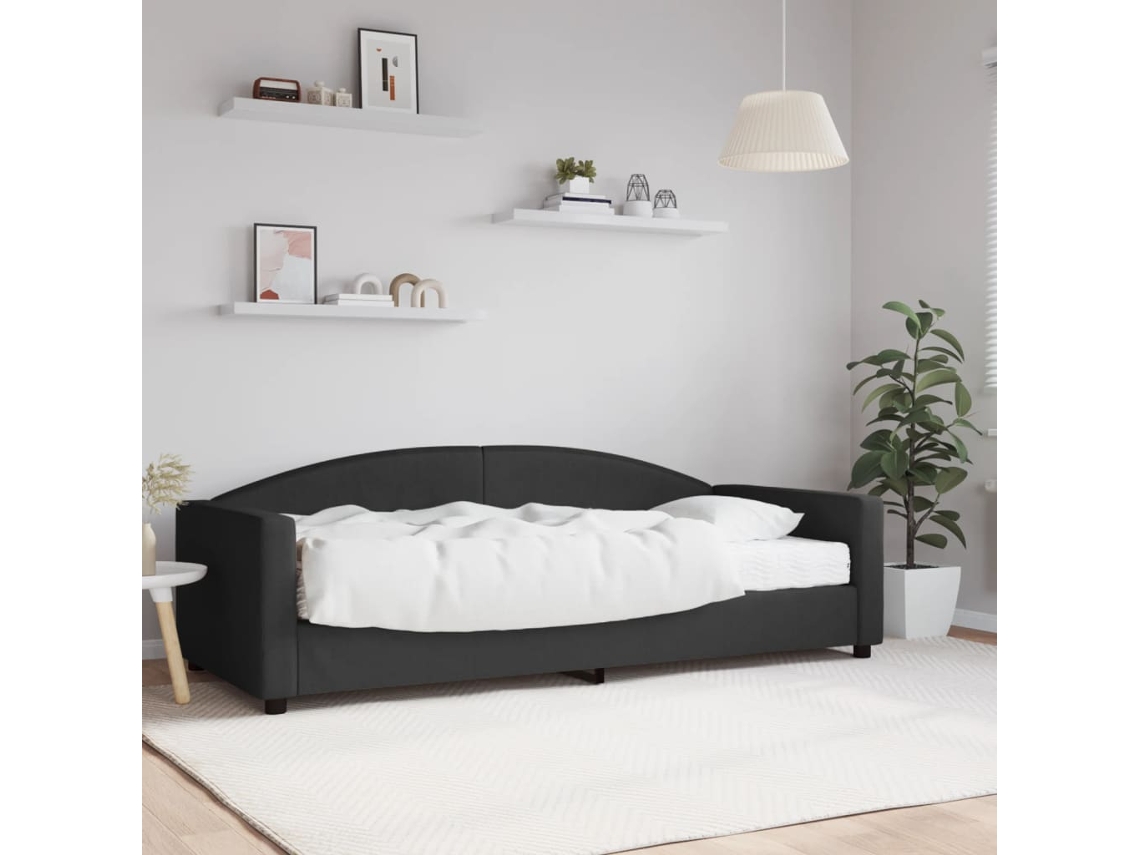 Sofá Cama Con Colchón Tela Negro 90x200 Cm