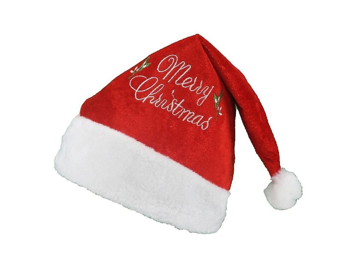 Gorro de Papá Noel de peluche 2026 con ribete blanco para niños y niñas, ideal para actividades y festivales navideños.