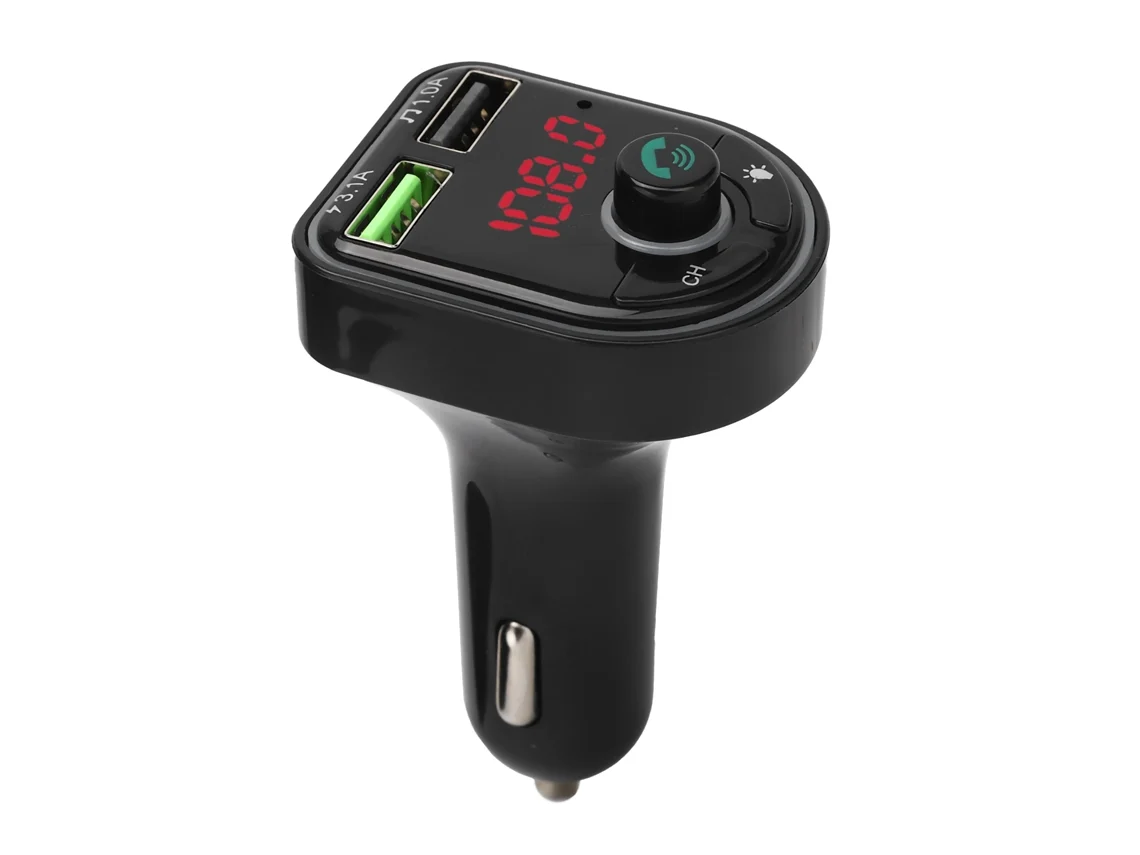 Transmissor Fm Bluetooth 5.0 Para Carro Com Mp3 Player Carregador Usb Luz Ambiente Acessório Veicular