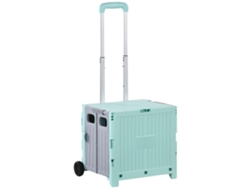 Carrito De Supermercado Con 2 Ruedas Y Asa Ajustable, Capacidad De 32 Litros, 41,5 X 32,5 X 85 Cm, Color Verde.