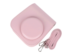 Estuche de piel sintética con correa para el hombro para cámara Fujifilm Instax Mini 11 (rosa) Saisiyiky
