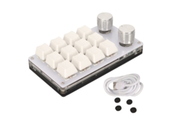 Baoj-2026teclado Mecânico Unimanual Mini 12 Teclas Com 2 Botões Diy Programáveis Switch Azul Plug And Play Branco Leite