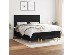 Cama Box Spring Con Colchón Tela Negro 180x200 Cm