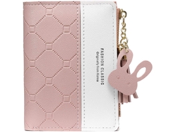 Cartera Pequeña De Cuero Pu Para Niña - Monedero Y Tarjetero Con Colgante De Borlas - Rosa