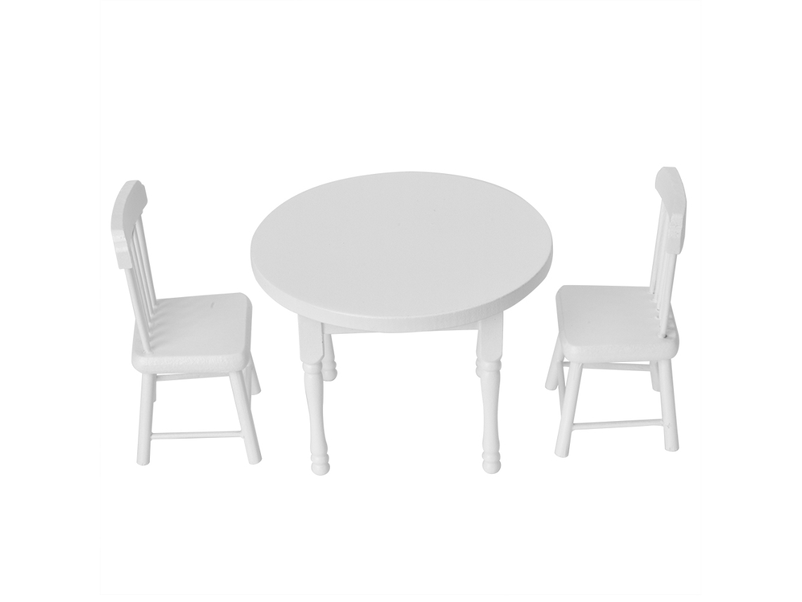 Bjww-acessórios Para Casa De Bonecas 3 Peças Mesa Cadeira Móveis Simulados 1:12 Acessórios De Fotografia
