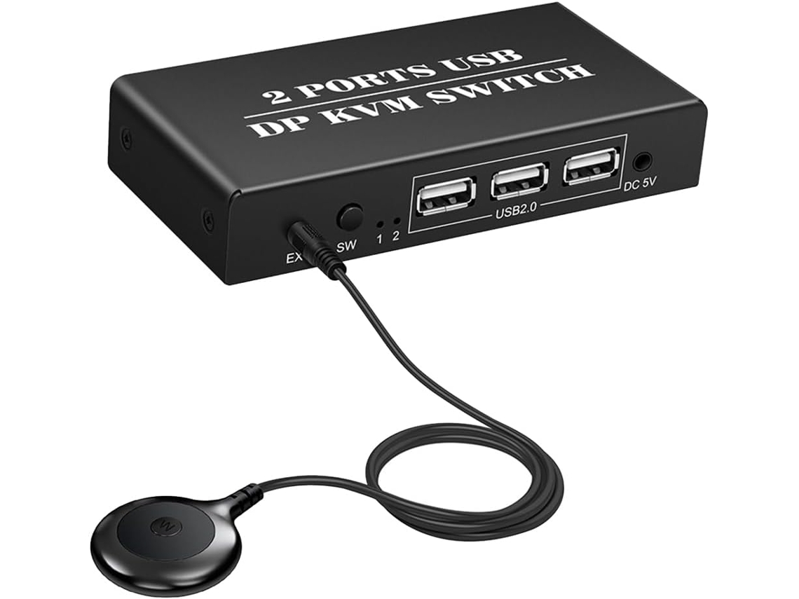 Conmutador Kvm 2 En 1 Para Ordenador Con Puertos Displayport 1, 2 Y 3 De 8k A 30 Hz.