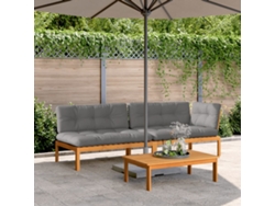 3 muebles de jardín de palets con cojines de acacia maciza DKD Home Decor