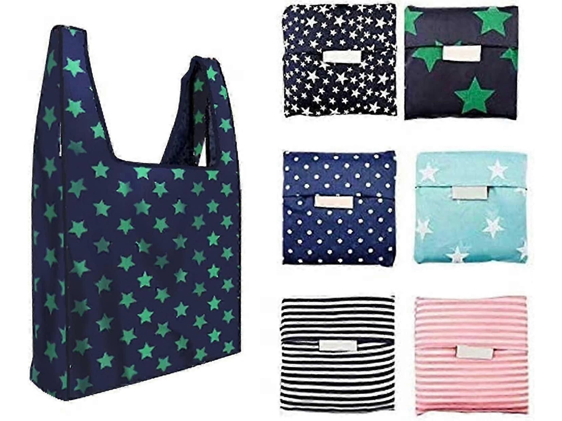Juego de 6 bolsas de compra reutilizables, plegables y lavables con bolsillo interior, capacidad de carga de 15,8 kg, bolsa de compra GOKOCO (35 lb)