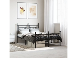 Estructura Cama Sin Colchón Con Estribo Metal Negro 120x190 Cm