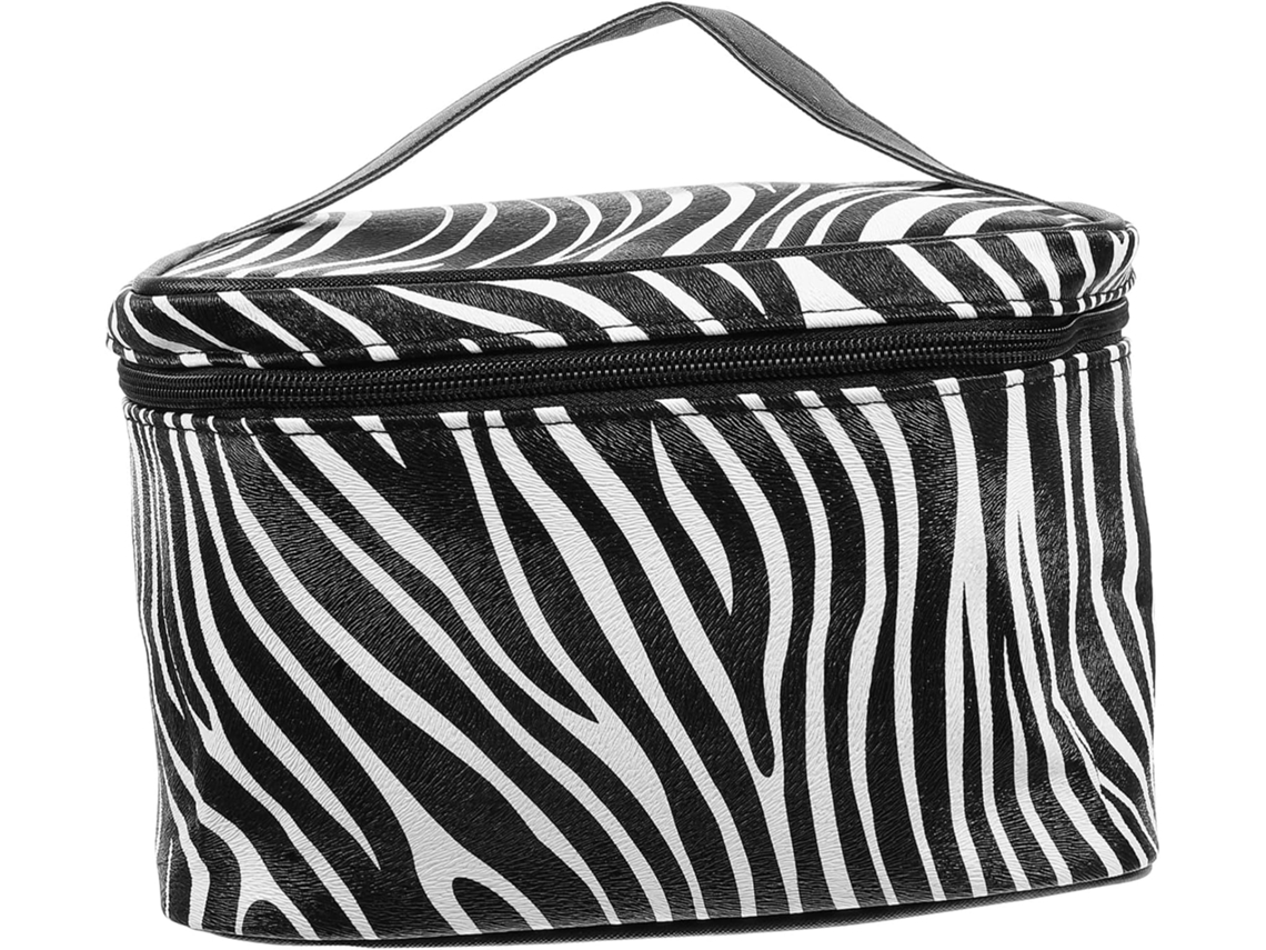 Organizador De Maquillaje Creativo Con Estampado De Cebra En Blanco Y Negro. Neceser De Viaje.