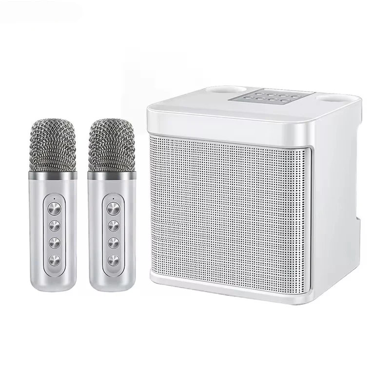 (blanco) máquina De Karaoke Portátil Con Micrófono Dual