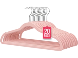 COM-FORT HOUSE | Percha Terciopelo | Color Rosa | Antideslizantes y Resistentes | Perchas para Ropa | Ideal para Chaquetas, Pantalones o Blusas | Diseño Elegante | 20 Unidades |